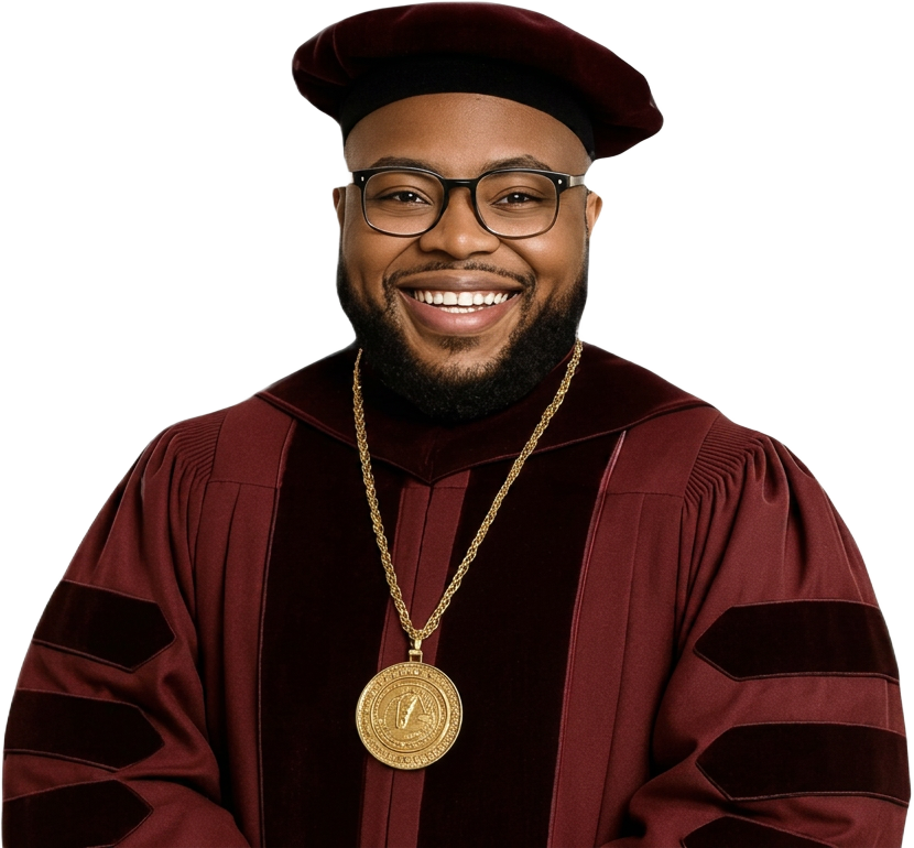 Dr. DaQuan Washington in presidential academic regalia